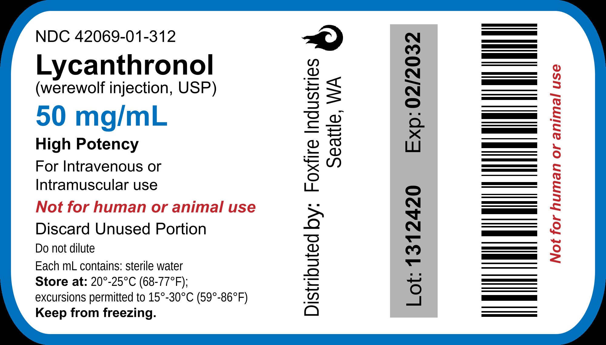 Lycanthronol Werewolf Injection 1 Ml Ampule - Etsy