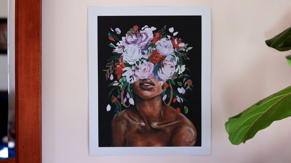 Wild Flower, Giclee Fine Art Print, Flower Art, Giclée Print, Whimsical Art, Flower Crown, Oil Painting