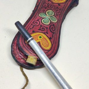 Rare Antique Tuareg Sebsi Pipe – Handcrafted Wooden Cigarette Holder with Leather Case