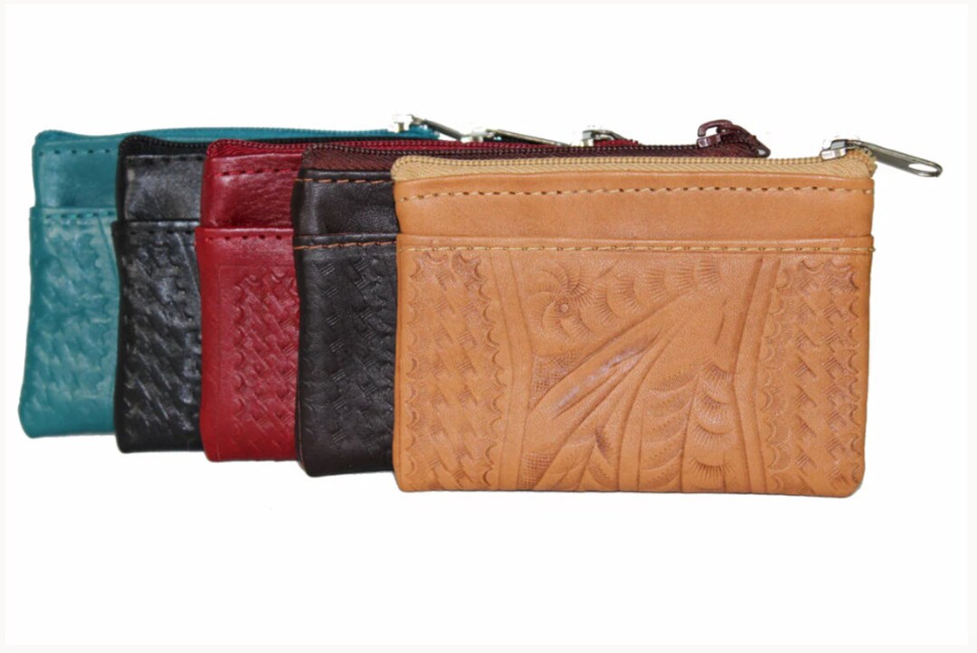 Genuine Leather Tooled Womens Card Holder Wallet Woman's Etsy