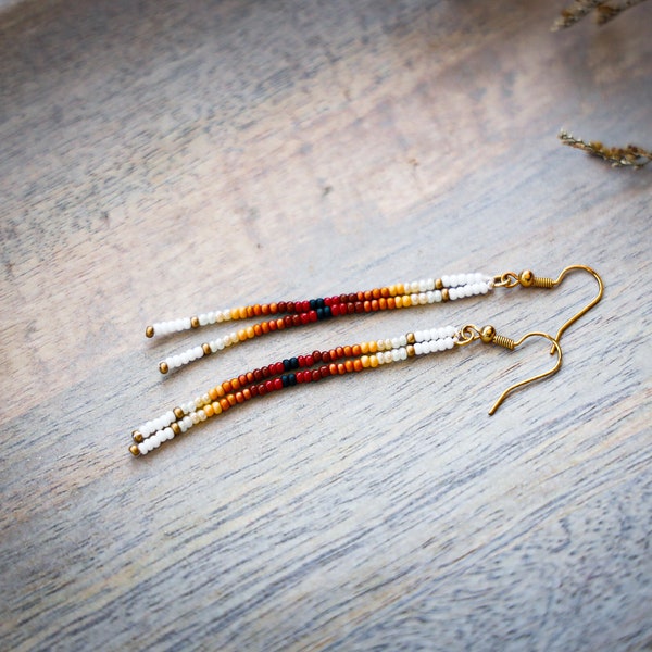 Rattlesnake Reverse Fringe Beaded Earrings ⋄ Handmade Boho Dangle Jewelry ⋄ Native American Seed Bead Fringe ⋄ Western Beaded Fringe Earring