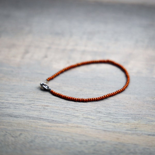 Copper Seed Bead Bracelet/Anklet ⋄ Handmade Boho Jewelry ⋄ Seed Bead Fall Style ⋄ Holistic Energy ⋄ Dainty Delicate