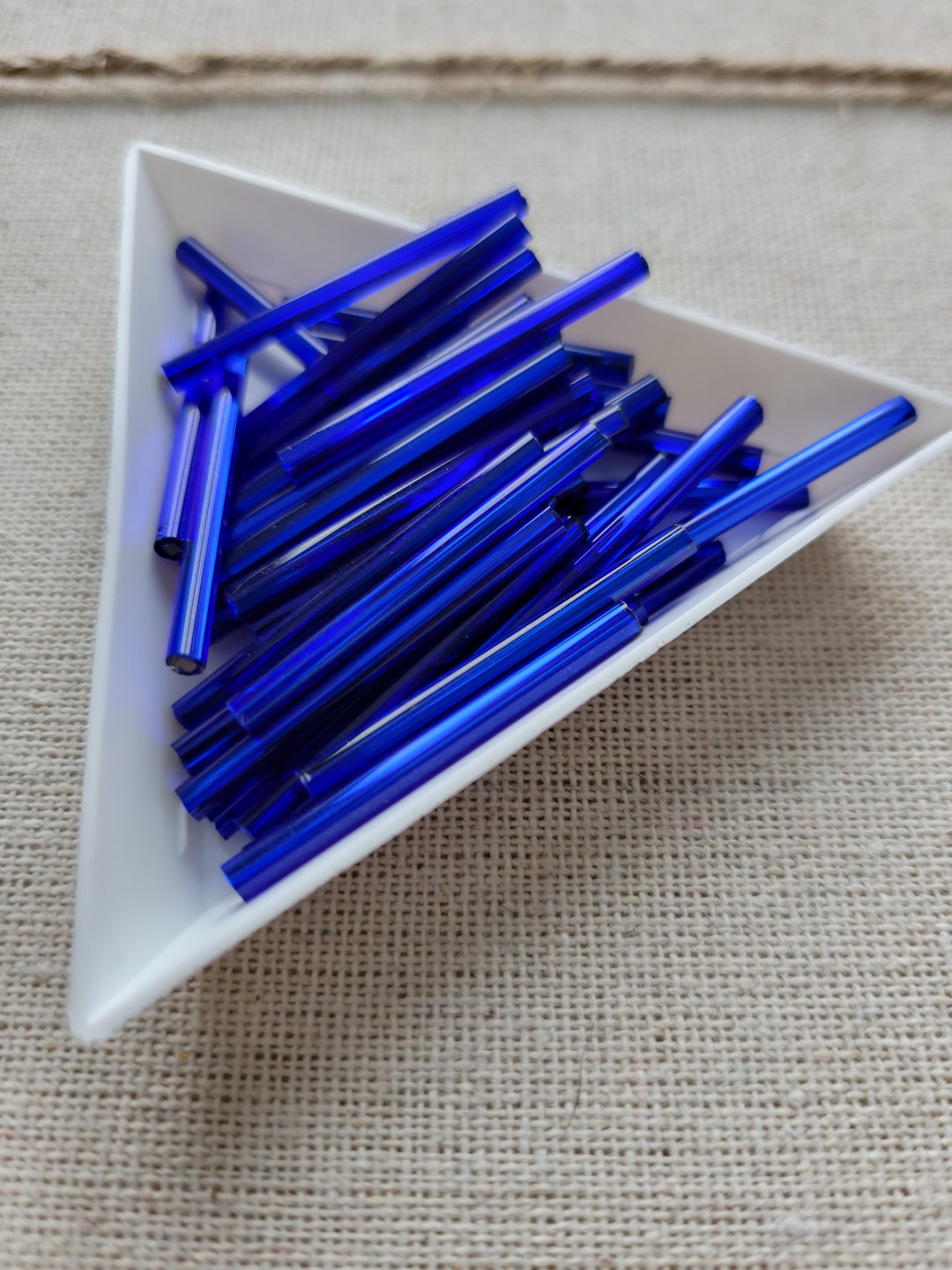10g 3cm Royal Blue Silver Lined Glass Bugles Etsy Canada