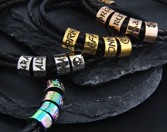 Leather Family Name Men Bracelet | Unisex Leather Goods | Kids Name Bracelet | Personalized Family Name | Minimalist | Medical Alert Jewelry