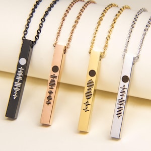 Spotify Music Engraved Pendant | Meaningful Special Necklace | Soundwave Pendant | Bar Pendant | Custom Music Code Necklace