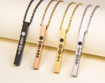 Spotify Music Engraved Pendant | Meaningful Special Necklace | Soundwave Pendant | Bar Pendant | Custom Music Code Necklace