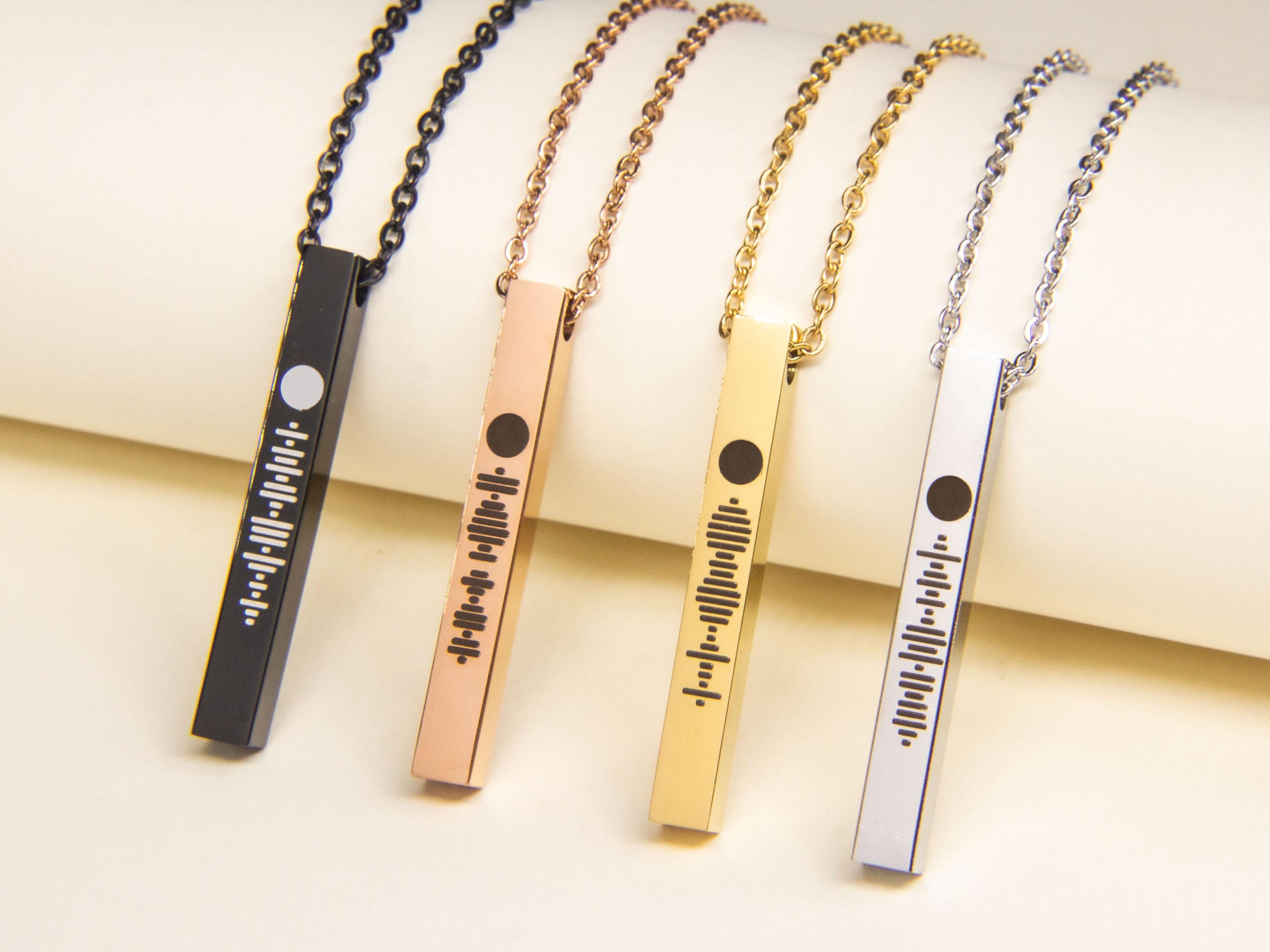 Spotify Music Engraved Pendant Meaningful Special Necklace Soundwave Pendant Bar Pendant Custom Music Code Necklace Etsy