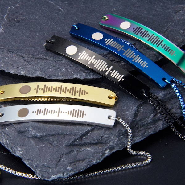 Spotify Music Engraved Bracelet | Meaningful Special Bracelet | Personalized Soundwave Bracelet | Bar Bracelet | Music Code Bracelet