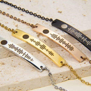 Spotify Music Engraved Bracelet | Medical Alert Bracelet | Personalized Soundwave Bracelet | Music Code Bar Bracelet | Link Bracelet