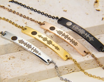 Spotify Music Engraved Bracelet | Medical Alert Bracelet | Personalized Soundwave Bracelet | Music Code Bar Bracelet | Link Bracelet