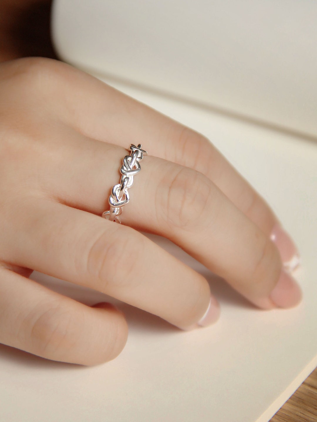 Verstellbarer Ring Mit Herz & Hundepfote - Silberfarbener Damenring - Offener Ring Für Frauen