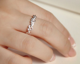 Heart Knot Open Ring | Stacking Ring | Everyday Minimalist Ring | Korean Syle Ring | Silver Dainty Ring | Open Slice Ring | Minimal Jewelry