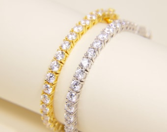 Tennis Bracelet Gold Bracelet For Women Stacking Bracelet Sterling Silver Diamond Bracelet Christmas Gift Minimalist Dainty Bracelet Wedding