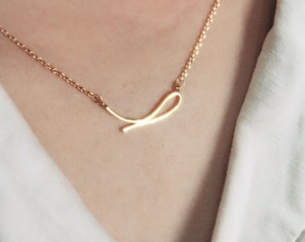 Simple Line Gold Necklace | Minimalist Necklace | Modern Necklace | Dainty Gold Jewelry | Layering Necklace | Jewelry For Women