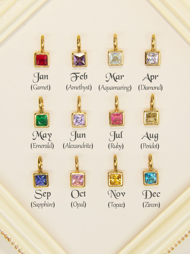 Birthstone Style Crystal Birthstone Necklace | 14K Gold Plated, Personalized Family ...