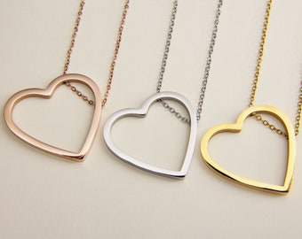 Heart Pendant Personalised Name Necklace | Dainty Heart Jewelry | Love Heart Pendant | Heart Necklace | Simple Heart | Lover Necklace