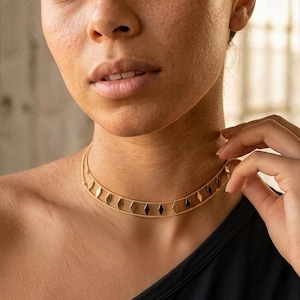 Vintage Boho Choker Necklace | Dainty Diamond Shape Choker | Choker Layering | Gold Bead Boho Necklace | Gold Layered Necklace | Minimalist