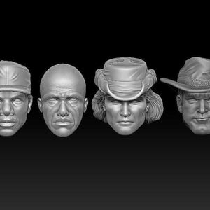 SET von 4 PREDATOR ACTORS, 3D Druck Modell 1/12 individuelle Fan Art (unfertige 3D gedruckte Kopf Skulpturen)