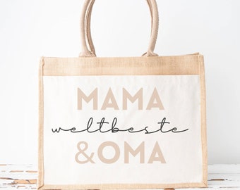 Jutetasche Weltbeste Mama & Oma | Markttasche | Geschenk | Individuelle Geschenke | Einkaufstasche | Muttertag Geschenk | Oma | Mutter