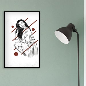 Woman art, Printable Wall Art, Black Art Print, Abstract  Wall Art, Woman Portrait, Woman Art, Wall Decor, Downloadable, Geometric