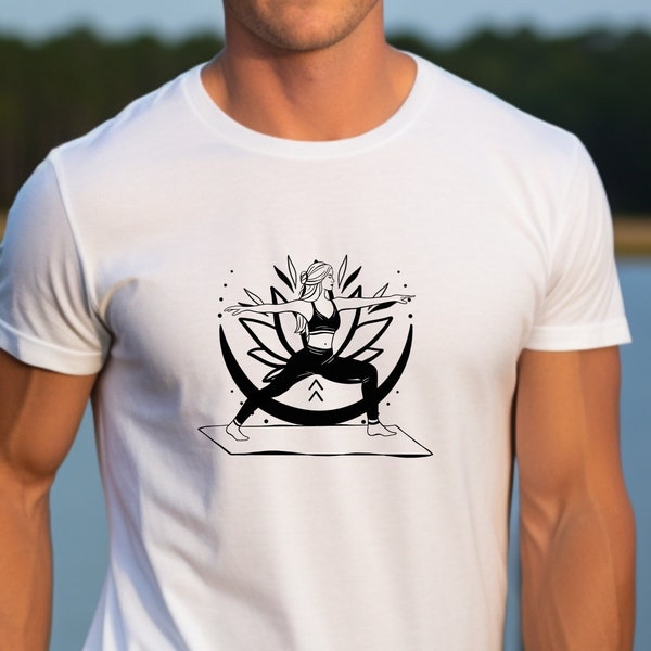 Yoga Fitness T-Shirt Geschenk Naturliebhaber Yoga Tshirt minimalistisch Sport Kleidung Yoga Motiv Lotusblüte Shirt Yoga Praxis