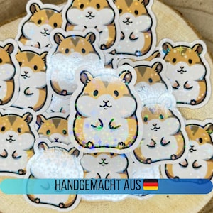 Kawaii Sticker Hamster – schattige laptopstickers, bullet journal decoratie & sticker journaling cadeau stickerkunst, dierenstickers, holografische