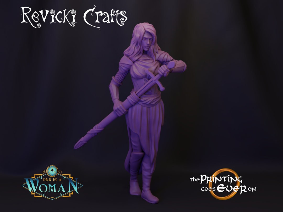 Female Aasimar Paladin With Sword Human Fighter Warrior Woman Armored ...