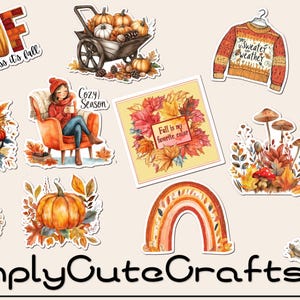 Fall Stickers Set of 13 Autumn Sticker Pack Journal stickers Planner Laptop Sticker for scrapbooking junk journal die cut fall stickers