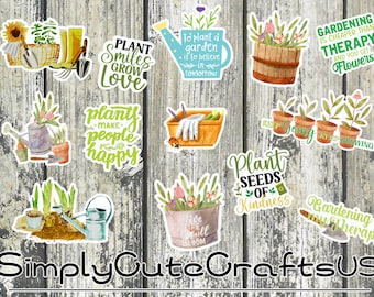 15 Gardening stickers | Journal stickers | Garden Planner stickers for Garden lovers