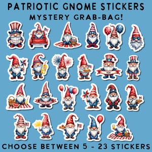 Stickers patriotiques nain mystère 4 juillet autocollants nain USA Independence Day planificateur album journal vinyle brillant découpé à l'emporte-pièce