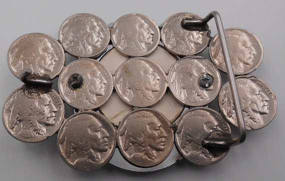 Silver Buffalo Nickel Horseshoe Design Belt Buckl… - image 5