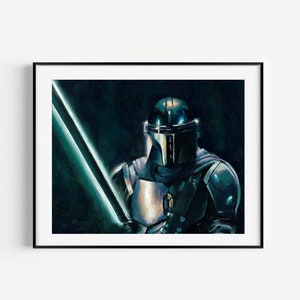 Mandalorian Print of Oil Painting , star wars giclee