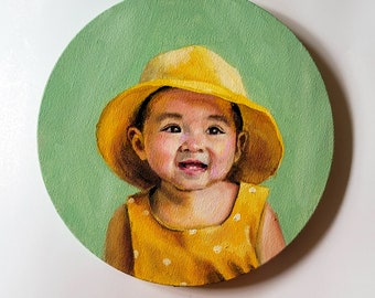 Round child oil painting portrait