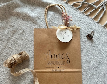 Brautkleid Shopping Kit | Goodie Bag zum Befüllen | Personalisierbar | Handlettering