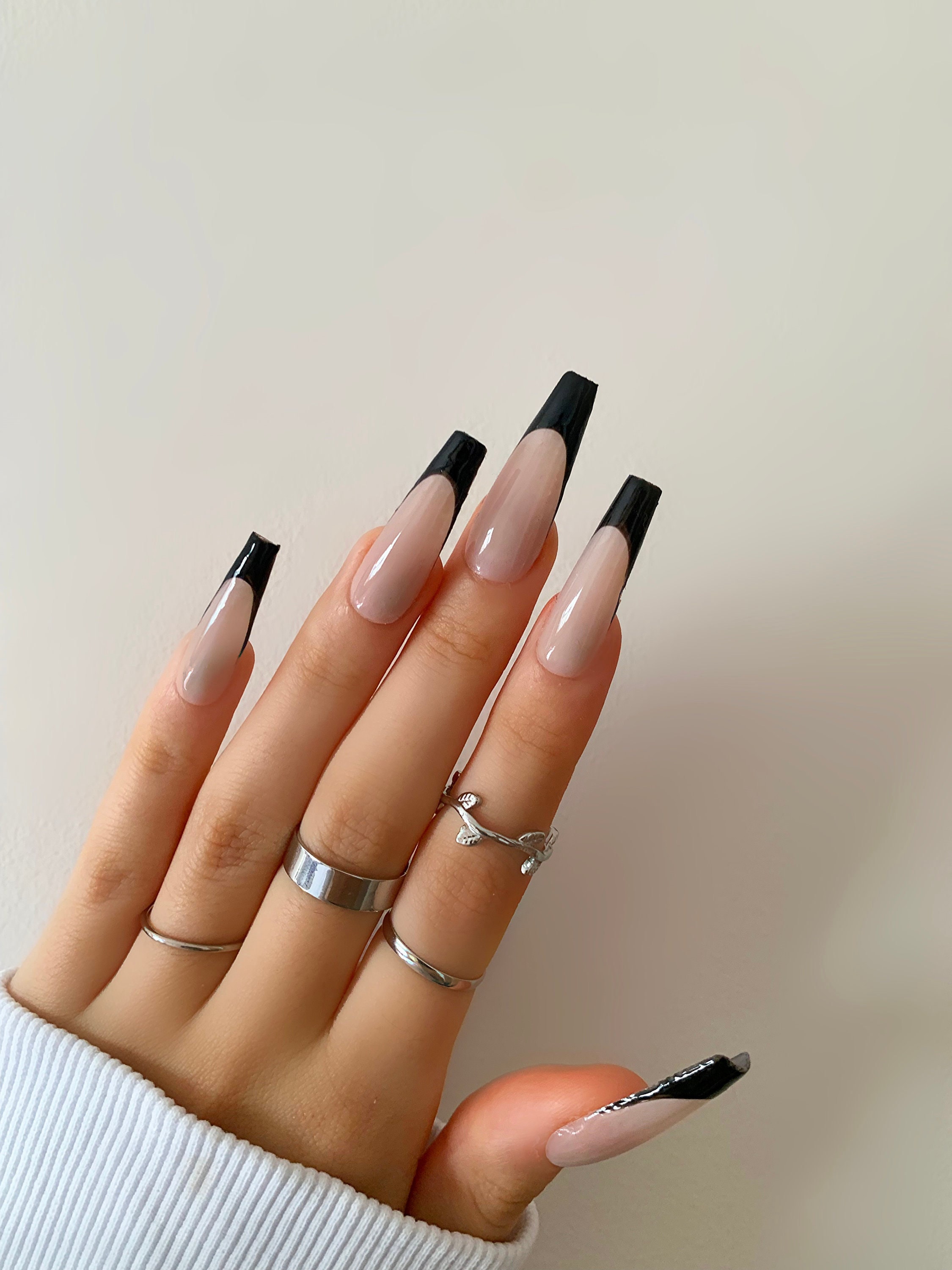 Acrylic Coffin French Tip Nails lupon.gov.ph