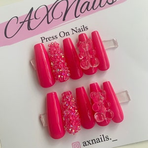 Kawaii Nail Charms Pink Box Press on Nails Set 