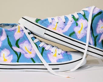 Handmålade Native Orchid Sneakers: Dam-/Flickstorlekar