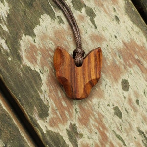 Cat Head Pendant Necklace Rose Wood Catlover HandMade Nature Cat Love wildlife-wooden love animal Jewelry-Gift-Wood Gift Boy and Girl