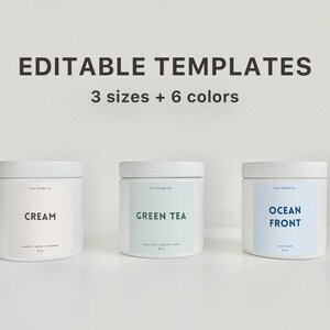 Candle Label Editable Templates | 3 Sizes + 6 Colors | Design A