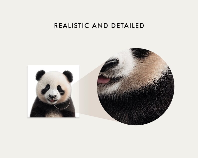 PRINTABLE Realistic Panda Drawing Wall Art Nursery Kid Room Etsy