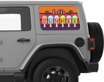 Fits Jeep Wrangler Window Sticker 2007+. Hello Summer Rear Window Decal Sticker. Best Gift For Jeep Wrangler Accessories. Made In USA.