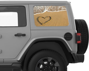 Fits Jeep Wrangler Window Sticker 2007+. Heart Beach Quarter Window Decal Sticker. Best Gift For Jeep Wrangler Accessories. Quality Product.