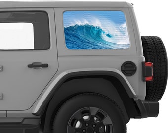 Fits Jeep Wrangler Window Sticker 2007+. High Surf Wave Quarter Window Decal Sticker. Best Gift For Jeep Wrangler Accessories. Made In USA.
