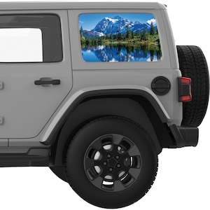 For Jeep Wrangler Window Decal 2007+. Snowy Peaks Reflection Mountains Rear Quarter Window Decal. Best Gift For Jeep Wrangler Accessories.