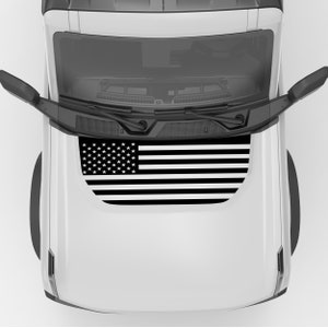 American Flag Blackout Hood Vinyl Decal. For Ford Bronco Hood Decal 2021+.Made in USA Using The Best Vinyl For Hood Decals-Quality Product.