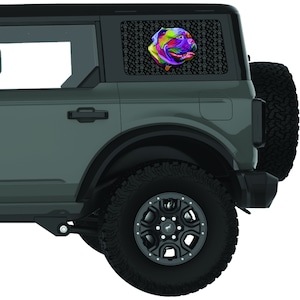 Colorful Bulldog Dog Paws Quarter Window Decal Sticker-Fits 2007+ Jeep Wrangler-Fits 2021+ Ford Bronco Hard Top