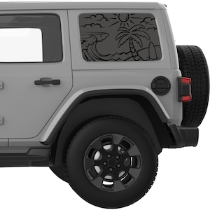For Jeep Decal Stickers 2007+. Transparent Beach Waves Rear Quarter Window Decal. Best Gift For Off Road Decal. No Trimming Required.