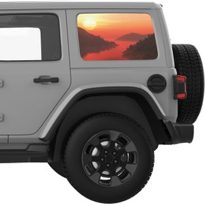 For Jeep Wrangler Stickers 2007+. Red River Foresty Mountains Rear Quarter Window Decal. Best Gift For Jeep Wrangler Accessories-Made In USA