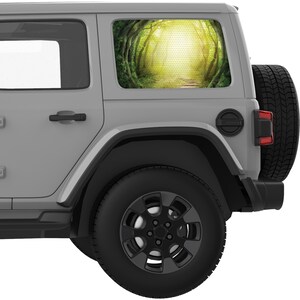 For Jeep Decal Stickers 2007+. Light At The End Of A Forest Pathway Quarter Window Decal Sticker. Best Gift For Jeep Wrangler Accessories.
