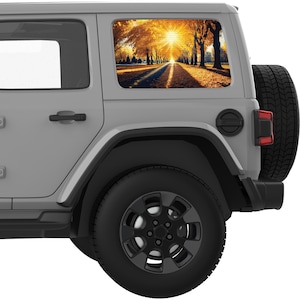 Fits Jeep Wrangler Window Sticker 2007+. Golden Fall Park Walkway Quarter Window Decal Sticker. Best Gift For Off Road Decal. Made In USA.